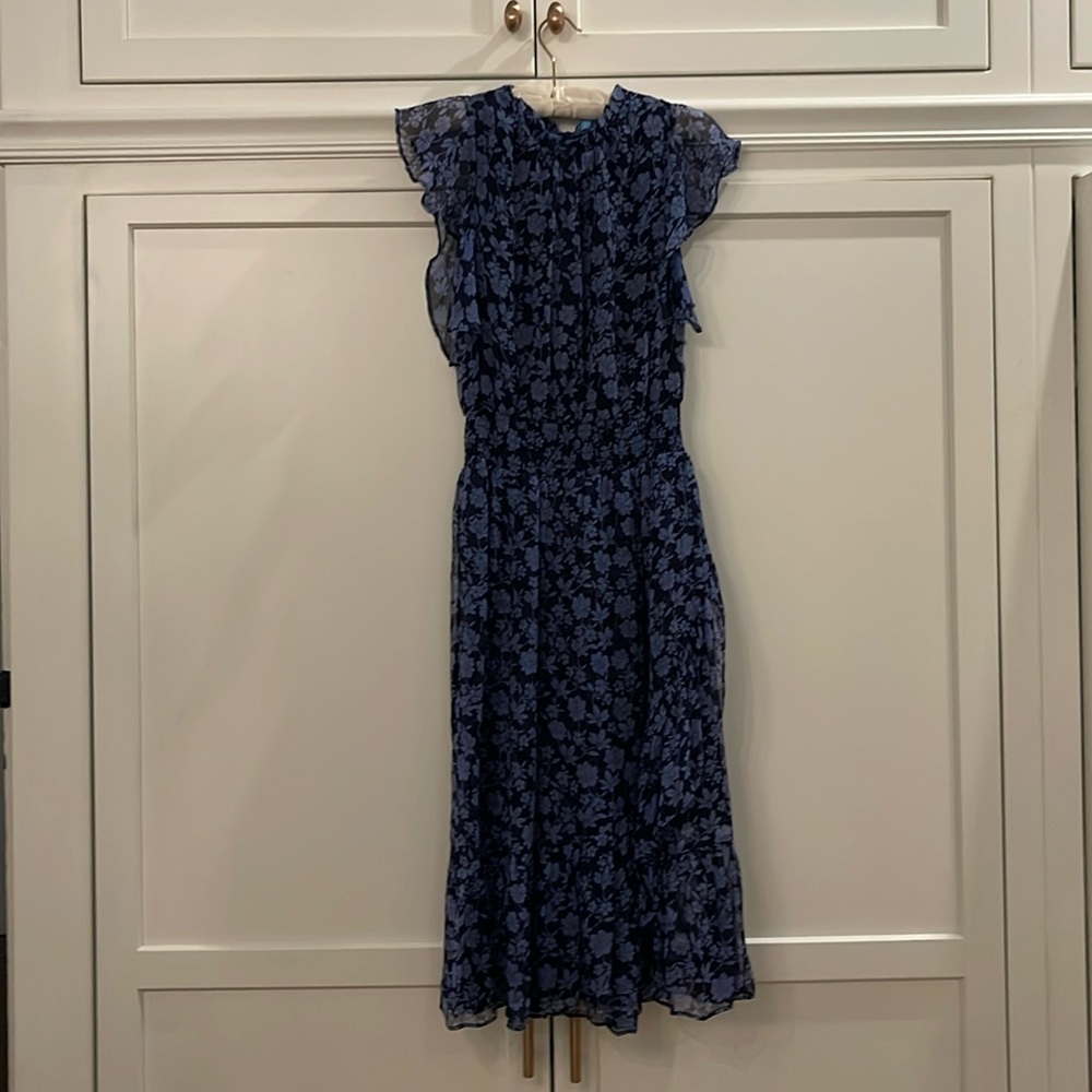 Draper James Navy Floral Midi Dress